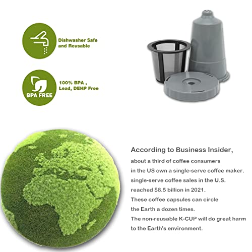 Reusable Coffee Pods, BPA-Free, Reusable K Cups For Keurig, Compatible With Keurig 1.0, Brew Coffee Or Tea, Dishwasher Safe, Fits K-Classic, K-Mini Series (3 Pack)
