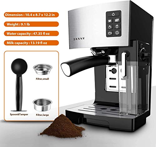  Espresso Coffee Machine 19 Bar Fast Heating Automatic Cappuccino Coffee Maker With Foaming Milk Tank,Multiple Functions For Espresso/Moka/Cappuccino,Self-Cleaning System,1250W