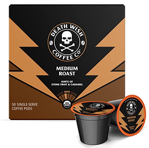  Single Serve Pods - Extra Kick Of Caffeine - Dark Roast Coffee Pods - Made With USDA Certified Organic, Fair Trade, Arabica And Robusta Beans (50 Count) - Packaging May Vary