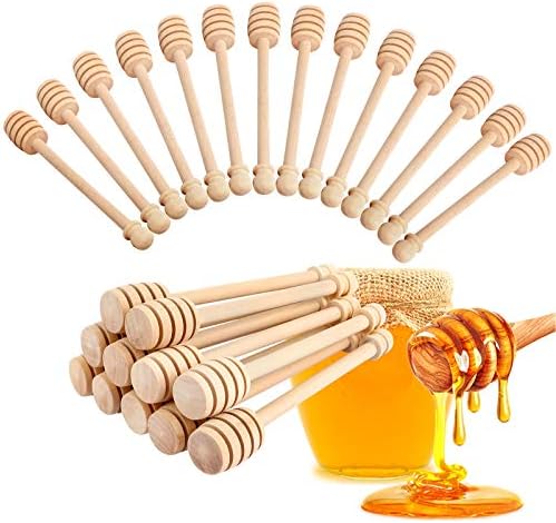  51 PCS Honey Dipper, 3 Inch Mini Wooden Honeycomb Sticks, Small Honey Stirrer Stick, Honey Sticks For Honey Jar Dispense Drizzle Honey And Wedding Party Favors Gift