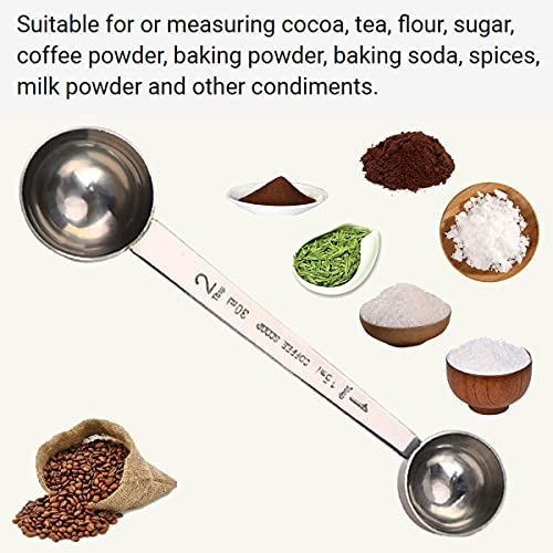  Premium 304 Stainless Steel Coffee Spoon Set - 1 Tbsp (15ml) & 2 Tbsp (30ml) Measuring Tablespoon, Long Handles Measuring Scoop For Coffee Powder, Espresso, Coffee Making(2PCS)