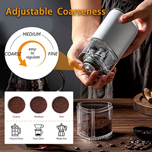  Burr Coffee Grinder, Rechargeable Small Electric Cafe Grind Adjustable Burr Spice Grinder Simple One-Touch Operation Burr Mill From Espresso To French Press
