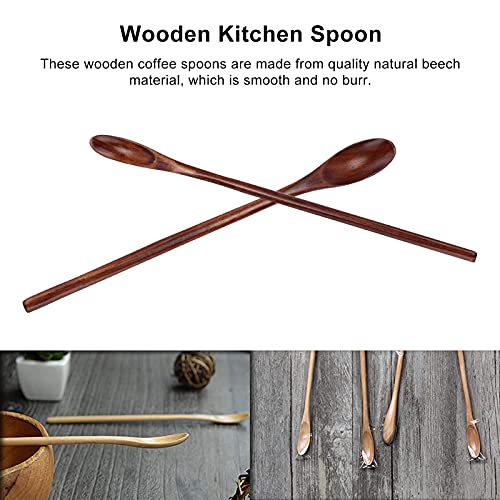  4PCS Long Handle Wooden Coffee Spoon Wood Long Handle Drink Spoons Cocktail Stirrer Swizzle Sticks Soup Spoons