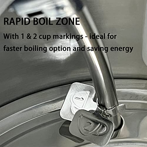 -Boil Water Electric Kettle, 1.7L 1500W, Coffee & Tea Kettle Stainless Steel,Wood Grain Design, Removable Filter, Water Window, LED Light. 360° Rotation, Auto Shut-off & Boil-Dry Protection