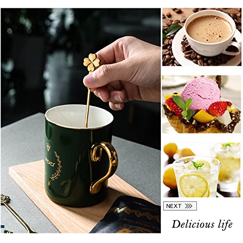  5-Piece Wing Spoon Coffee Teaspoon,SUS 304 Stainless Steel,Dessert Scoop For Stirring,Small Multiple Colors Spoon Set,4.9" Lovely Yogurt Ice Cream Demitasse Espresso Spoon (Wing)