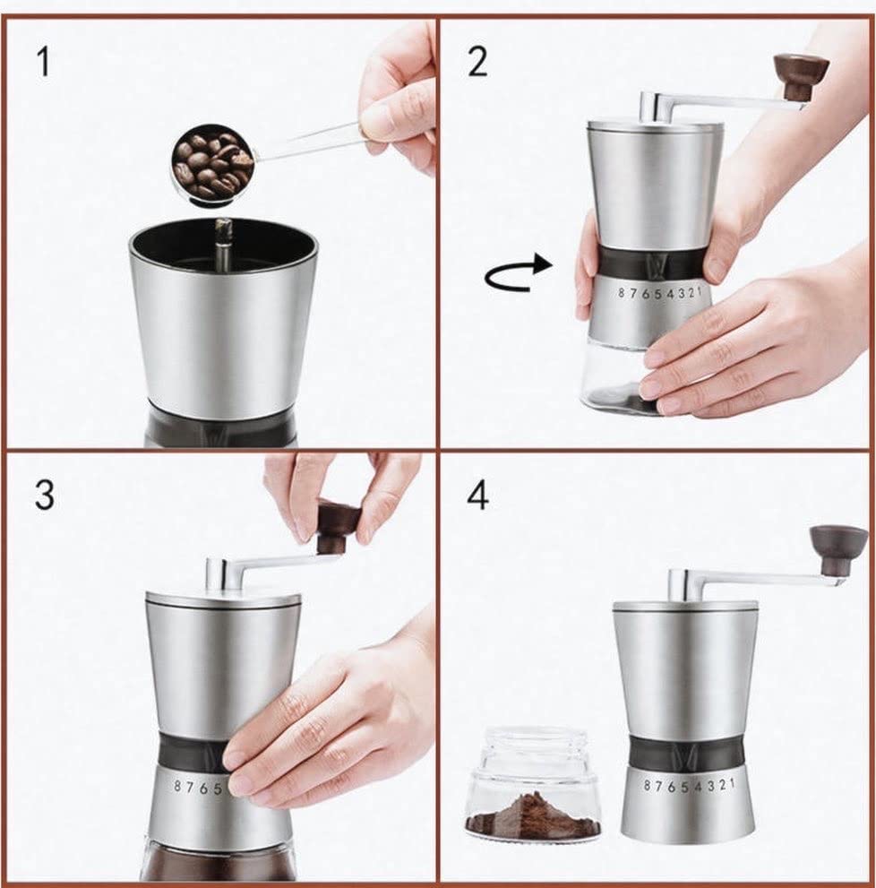  Manual Coffee Grinder 304 Stainless Steel Ceramic Burr Mill | Portable Coffee Bean Grinder By Cafecito Espresso Coffee