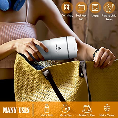  Travel Electric Kettle Anpress Portable Electric Tea Kettle 350ml One Cup Hot Water Boiler Small Electric Kettle Auto Shut Off, 3 Preset Heat Setting, Mini Personal Kettle For Travel And Coffee, White