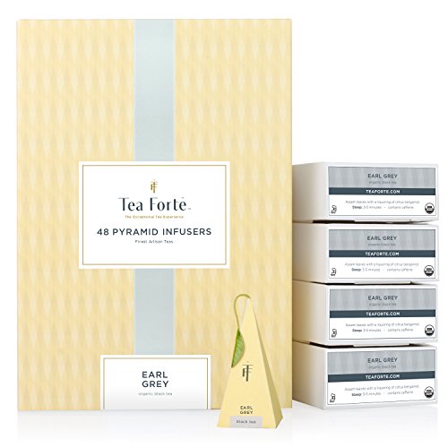  Earl Grey Event Box Bulk Pack, 48 Handcrafted Black Tea Pyramid Infuser Bags