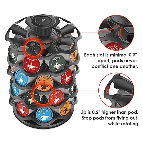  Upright Rotray Coffee Pod Carousel Holder Organizer Compatible With 40 Keurig K Cup Pods, KRS4002S-BLK