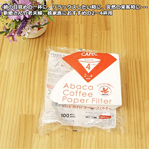  100-Pack Cone-shaped V60 02 Style Universal 1 To 4 Cup Disposable Pour-Over Drip Coffee Paper Filter Made Of Eco-Friendly Refined Virgin Pulp For Better Tasting Brewing Pour Over Dripper (White)