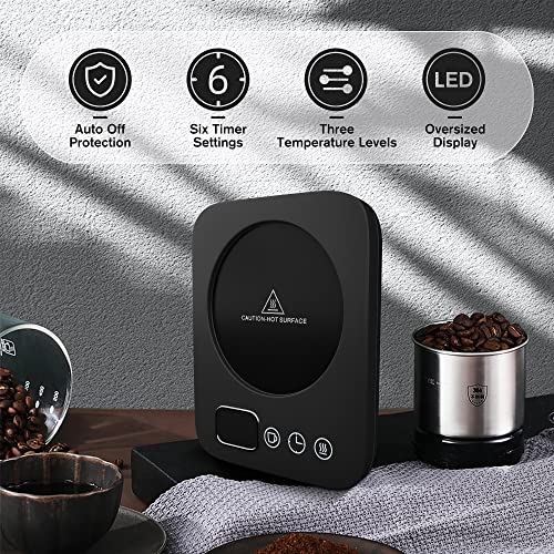  NIGMA Coffee Mug Warmer For Desk, Electric Cup Candle Warmer With Auto Shut Off, Smart Kitchen Gadget For Heating Coffee, Tea, Hot Chocolate, And Milk (No Cup, Black)