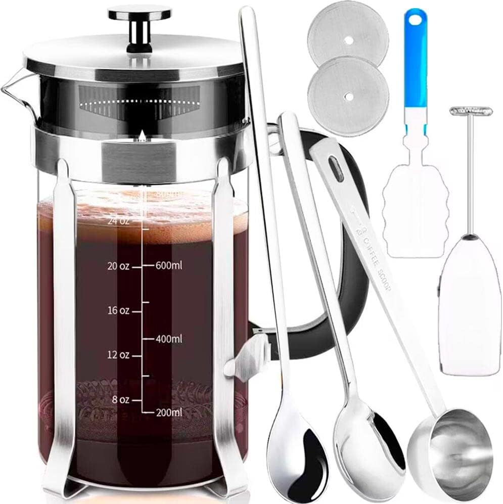  French Press Coffee Maker 8 Cups 34 Oz 304 Stainless Steel Coffee Press With 4 Filter Screens, Easy Clean Heat Resistant Borosilicate Glass - Free 100% BPA (A-Style-Copper-3A, 34 Oz)