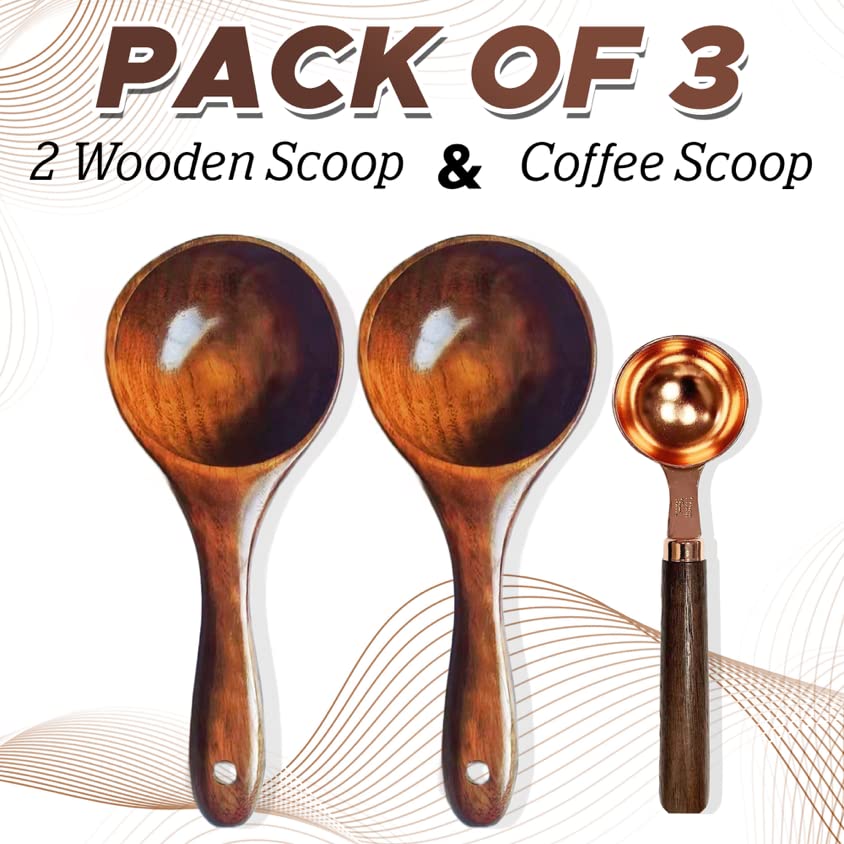GENERIC 2 Pack Wooden Scoops , Wooden Scoop For Canisters Comes With Coffee Scoop , Coffee Scoop For Ground Coffee , Scoops For Canisters , Bath Salt Scoop , Wooden Scoops For Bath Salts , Small Wooden Spoons