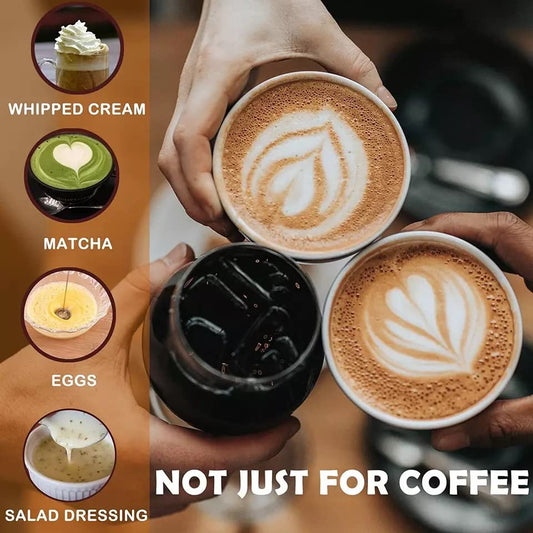 GENERIC Milk Frother Handheld Foam Maker For Lattes - Whisk Drink Mixer For Coffee, Mini Foamer For Cappuccino, Frappe, Matcha, Hot Chocolate By Milk Boss (Black)