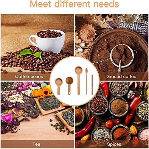  Wooden Coffee Scoop Wooden Measuring Spoon Set Of 5 For Ground Coffee Coffee Beans Sugar Scrubs Protein Powder Spices Tea