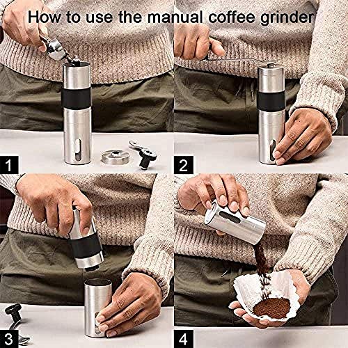  Manual Coffee Grinder, Portable Hand Coffee Grinder With Adjustable Setting, Conical Burr Mill Stainless Steel Coffee Grinder For Drip Coffee,French Press, Press Used In Home And Travel