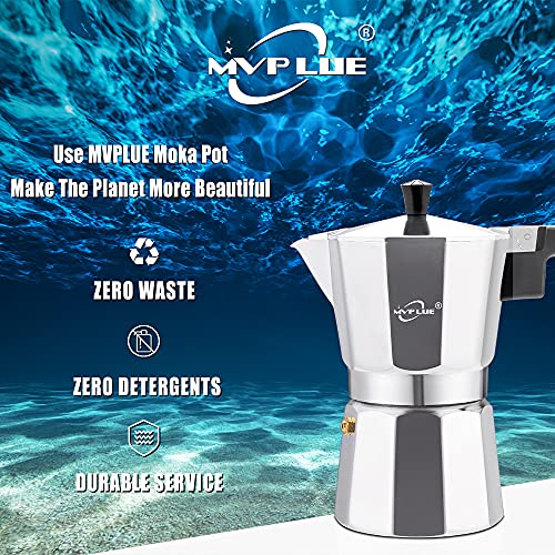 Stovetop Espresso Maker 6 Cup Moka Pot Aluminum Silver，Cuban Coffee Maker，Make Delicious Coffee Easily At Home And Camping