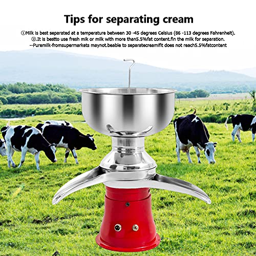  Carivia Milk Cream Centrifugal Separator,80L/H 21Gal/H Electric Fresh Milk Cream Separator Stainless Steel 110V Centrifuge Cheese Makers Separator For Goats Cows
