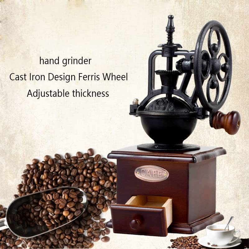 Manual Coffee Grinder,Hand Crank Coffee Grinders Vintage Style Hand Coffee Grinder Roller Classic Coffee Mill, Bean Grinder,Roller Grain Mill Cast Iron Hand Crank, Adjustable Grinding Of Thickness
