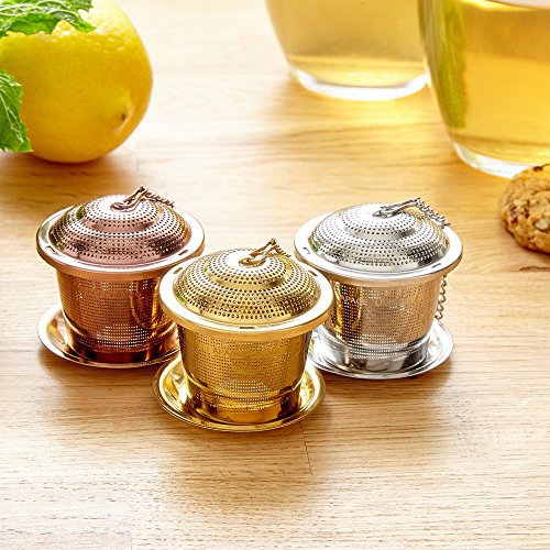  Oose Leaf Tea Infuser (Set Of 2) With Tea Scoop And Drip Dray By Apace - Ultra Fine Stainless Steel Strainer & Steeper For A Superior Brewing Experience