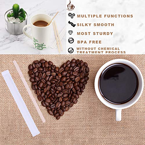  Disposable Wooden Coffee Stir Sticks Birchwood Tea Stir Sticks Kitchen Accessory Mixing Coffee Drinks Beverages Paper Wrapped Wooden Stirrers 1000pcs (5.5 Inch Premium Quality)